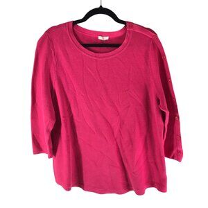 Talbots Womens Sweater 3/4 Sleeve Cotton Pink 2X
